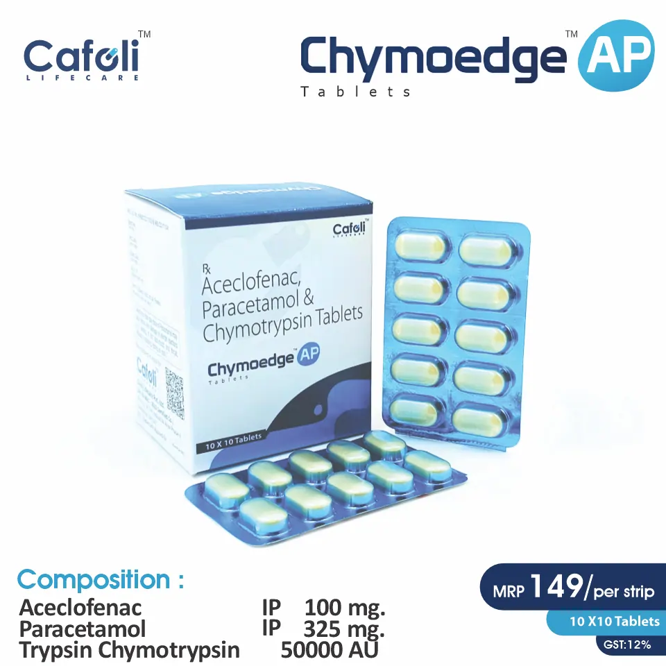 Aceclofenac 100mg + Paracetamol 325mg + Trypsin Chymotrypsin 50000AU at Best Price in PCD Pharmacia Franchise for Musculoskeletal Pain